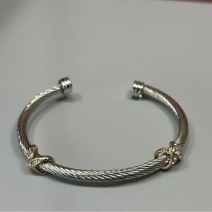 Stylish Silver and Gold Cable Cuff Bracelet